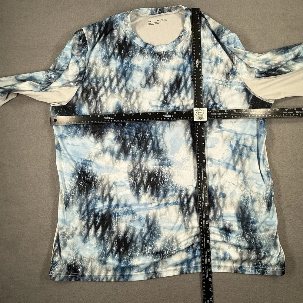 Under Armour Shirt Mens 3XL Iso-Chill Shorebreak Camo Blue Long Sleeve Fishing